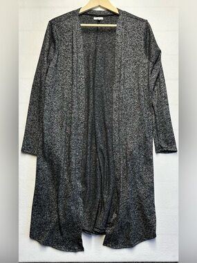 Maurices Metallic Heathered Open‑Front Cardigan Gray M | Shimmer Knit Layering